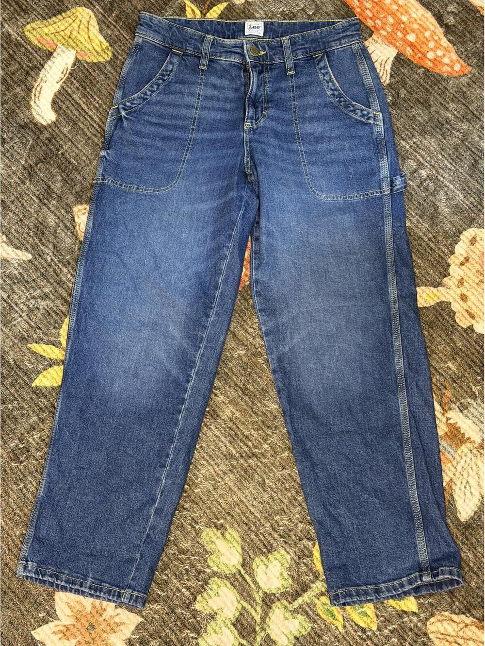 Vintage Lee Workwear Carpenter Capri Jeans Women’s Utility Denim Pants Blue 4